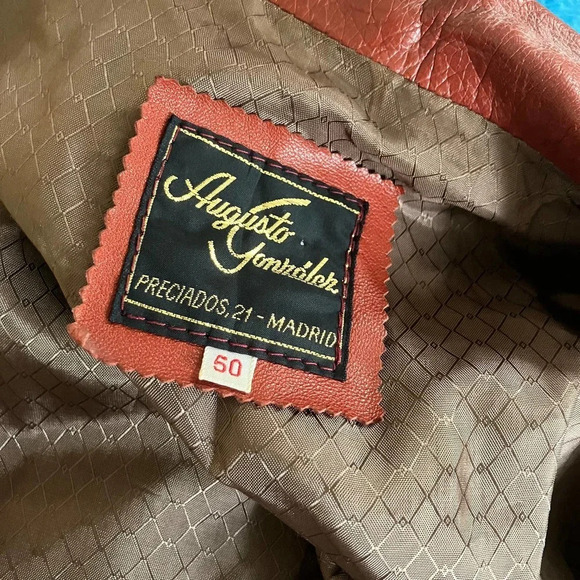Vintage 70s Augusto Gonzalez Leather Blazer Medium - Picture 2 of 4